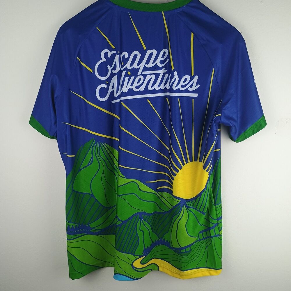 Primal Escape Adventures Women XL Impel Active Shirt Blue Green Graphic Jersey - Picture 3 of 7